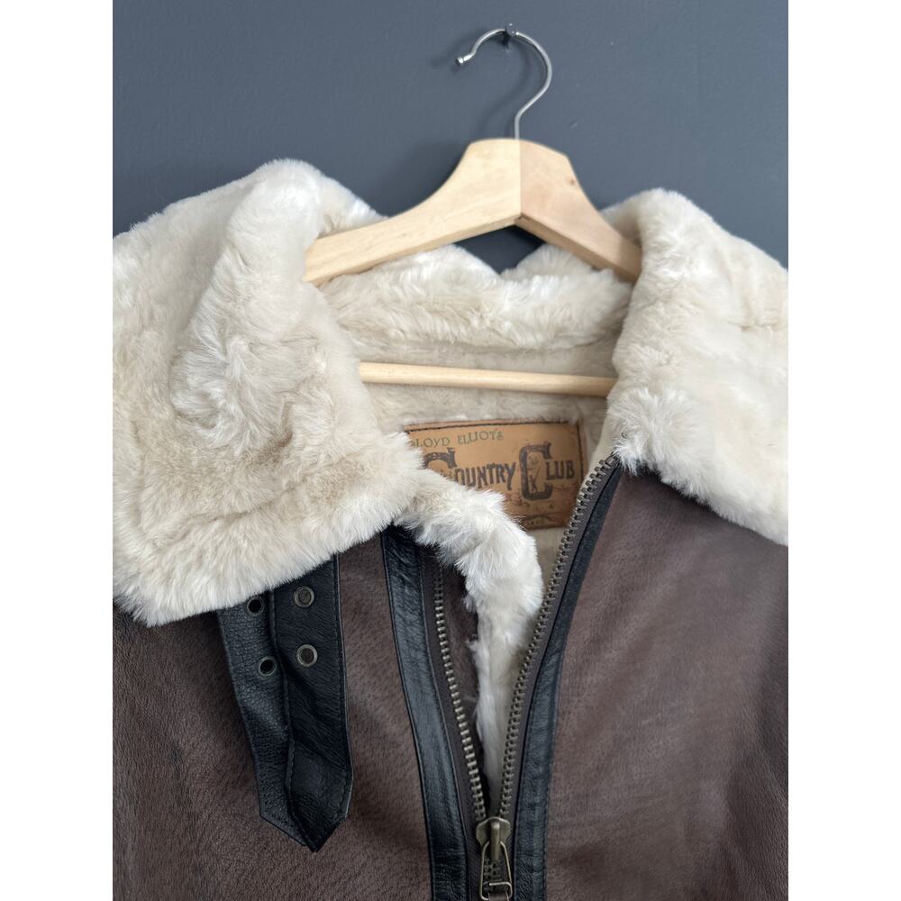 Vintage Leather B3 Aviator Brown Bomber Jacket Lloyd Elliots Country Club Size M - Picture 5 of 10